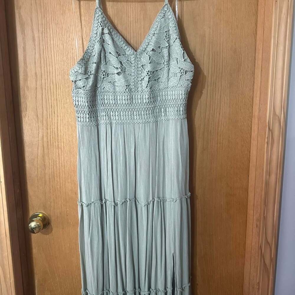 Ultra Flirt Light Blue Lace Boho Maxi Dress 3X